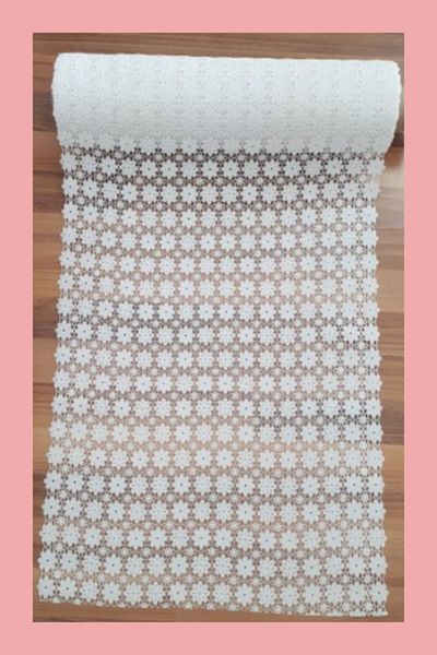 Style Capac pentru raft din PVC din dantela / Raft pentru dulap antiderapant si capac pentru sertar / Latime: 50 Cm X 5 Mt. alb