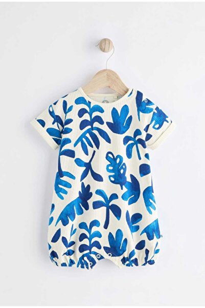 Next Baby Pamuklu Mavi Desenli Romper Tulum