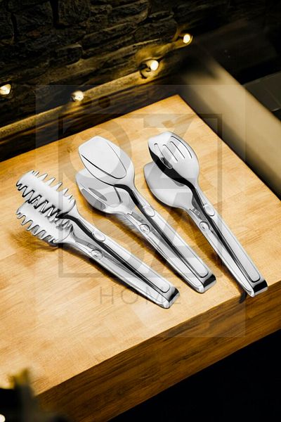ÖzSa Home Luxury 3-Piece Stainless Steel Tongs Set - 18/10 Cr-Ni Service and Presentation Set