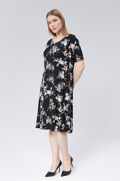 BEĞENDİM Viscose Short Sleeve Floral Print Dress