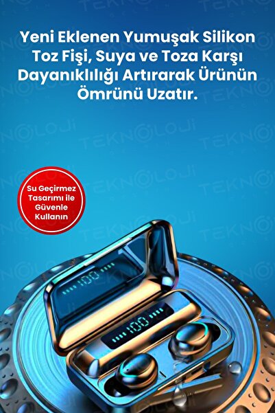 Teknoloji Gelsin Bluetooth Kulaklık Kulakiçi Powerbanklı Çift Mikrofonlu Dokunmatik Kablosuz Earbuds F9 Pro