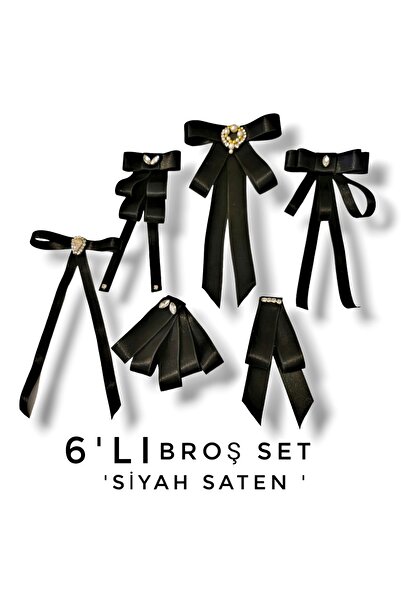 pegu baby collection SİYAH 6'LI SATEN VİCTORİA SET LUKS YAKA İĞNE YAKA BROŞ K...