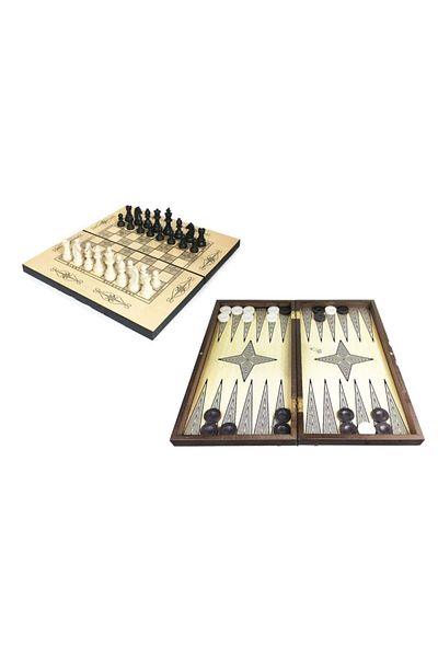 Star Oyun Star Burning Backgammon and Chess Set Large Size