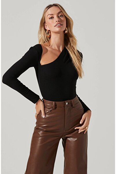 PERLAVİSTA Kadın Siyah Ipek Jarse Bodysuit