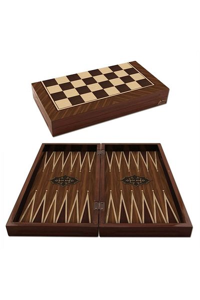 Star Antique Walnut Backgammon Set