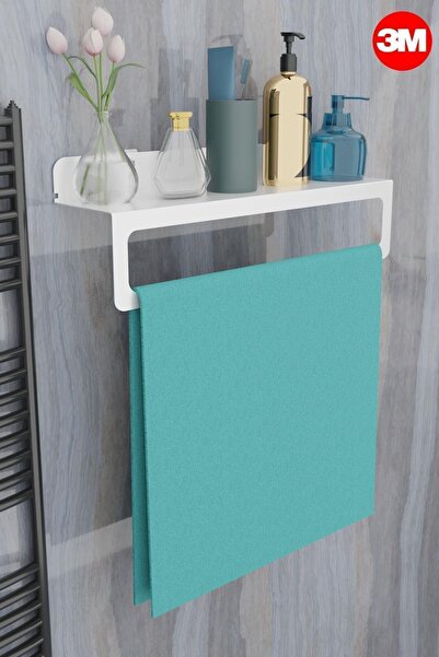 risingmaber Beyaz Ultra Güçlü Yapışkanlı Metal Raflı Havlu Tutucu, Raf Metal ...