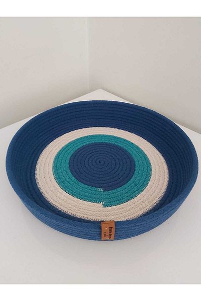 home decors by özlem Evil Eye Basket Cotton Wicker Basket Organizer Organizer Decoration Gift Storage Box-30X5Cm