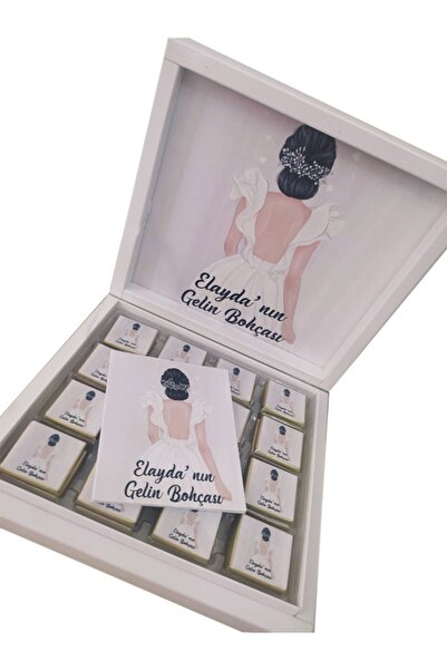 ouzhanya hediyelik Gelin Bohçası Çikolatası Bohça Kartı Hediyeli 32 Adet Çiko...