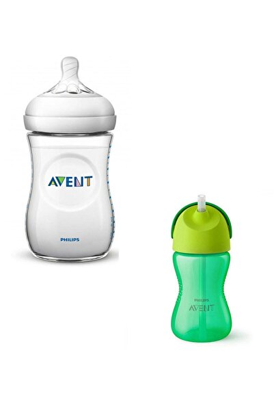 Philips Avent Natural Pp Biberon 260 Ml - Cam Değildir. + Avent Desenli Yeşil Pipetli Bardak 300 Ml - Yeni Model