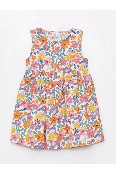 LC Waikiki LCW Baby - Patterned Poplin Baby Girl Dress, Crew Neck
