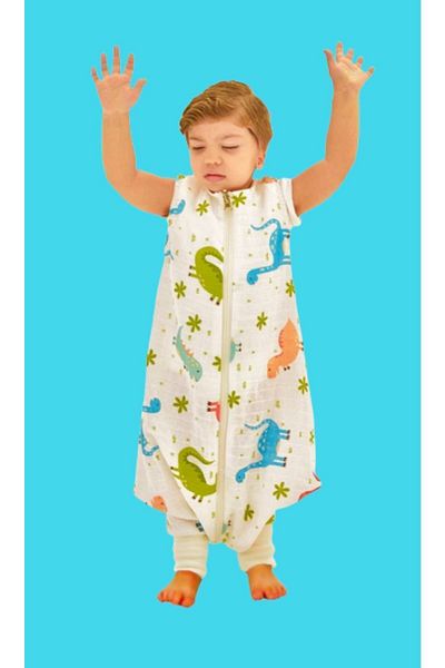 Happystore Summer Muslin Sleeping Bag 100% Cotton Muslin Dinosaur Children Baby Sleeping Bag