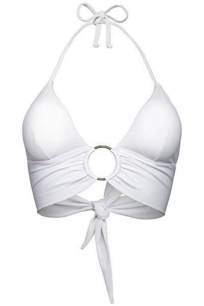 Transacoustic Beyaz Tulum Dikişli Ekstra Yumuşak Halkalı Şık Crop Top Büstiyer