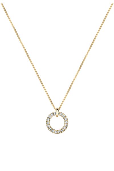 ELLI Halskette Damen Geo Kreis Anhänger mit Kristallen in 925 Sterling Silber