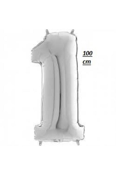 Kalisan 1 Year Old Silver Number 100 Cm Foil Balloon