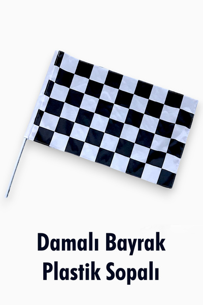 Pencere Bayrak 50x70 cm Damalı Bayrak | Plastik Sopalı | Raşel Kumaş