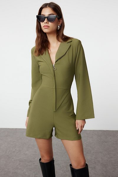 Trendyol Collection Khaki Jacket Collar Zipper Detail Jumpsuit Twoaw24Tu00034