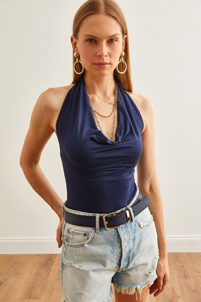 Olalook Жіноче боді BDY00000050 з темно-синім коміром Degaje і трусами-човниками