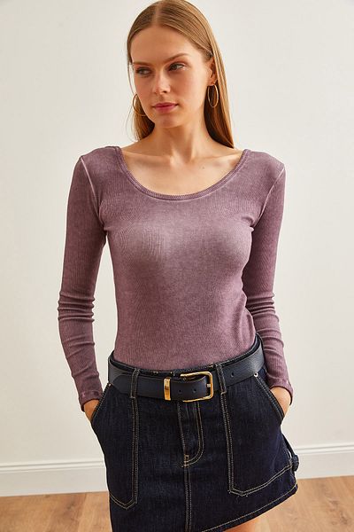 Olalook Bluză roșie pentru camisole Claret - guler larg și lavabilă BLZ-19000722