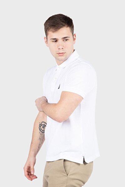 Nautica Men's Polo Neck White T-Shirt - KR7211