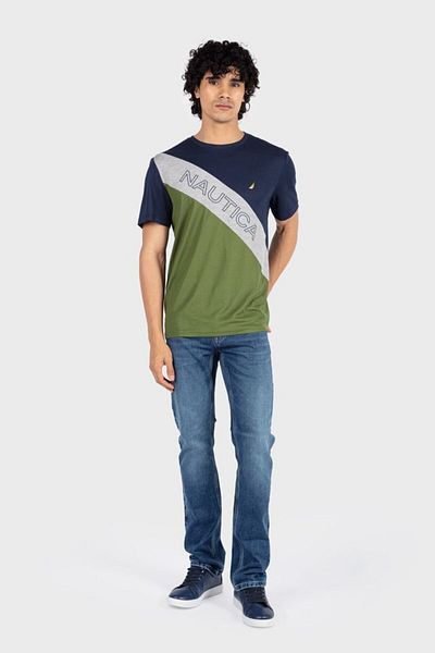 Nautica تي شيرت رجالي KR3722 - أزرق داكن داكن