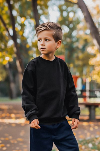 TRENDYOLKIDS Unisex černá základní pletená mikina - TKDAW25SW00000