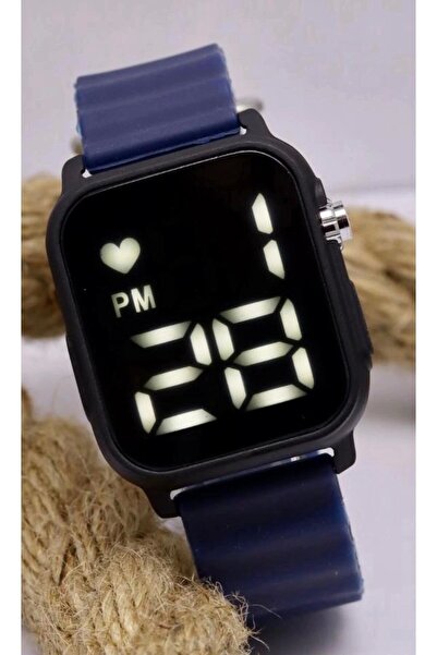 m melisa hediyelik Navy Blue Silicone Cord Heart Screen Women's Wristwatch Ml...