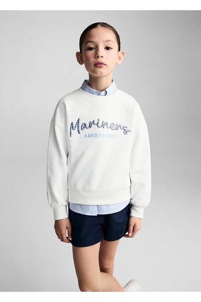 MANGO Kids Φούτερ με ανάγλυφο βαμβακερό κείμενο