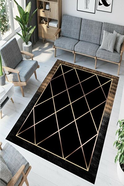 CAPPİO HALI Çerçeveli Siyah Salon Halısı