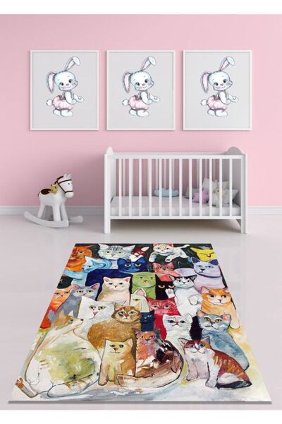 ESTA HALI Çoklu Kedi Figürlü Halı  Esta1294