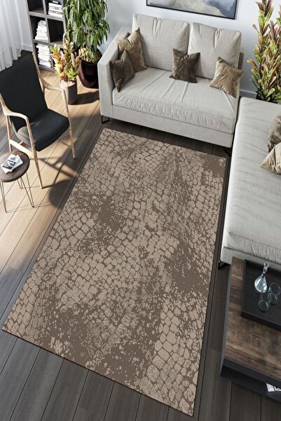 ESTA HALI Taş Desenli Kahverengi Halı Kaymaz Taban Halı (makinada Yıkanabilir...