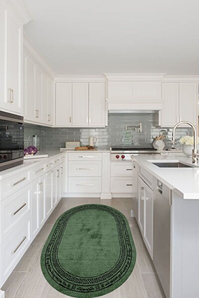 CAPPİO HALI Dijital Baskılı Makinada yıkanabilir Oval Salon Halısı Mutfak Hal...