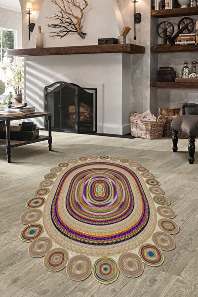 CAPPİO HALI Hasır Görünümlü Renkli Lazer Kesim Halı (makinada Yıkanabilir Kay...