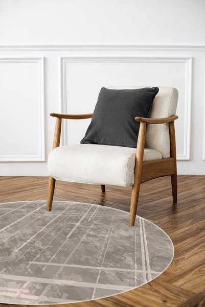 CAPPİO HALI Dijital Baskılı Makinada yıkanabilir Salon Halısı Mutfak Halısı Yuvarlak Halı - CP1828-1
