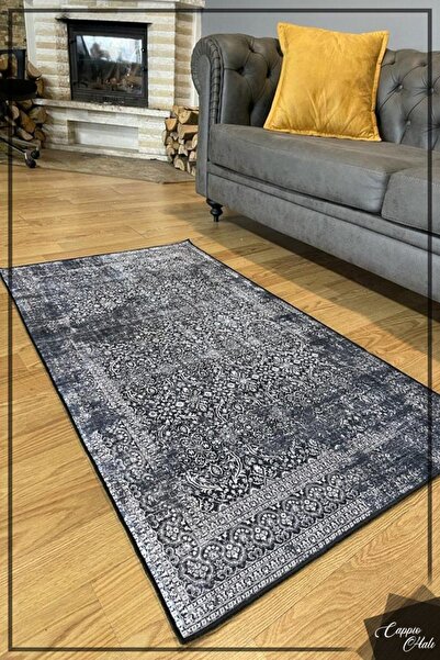 CAPPİO HALI Vintage Gri Halı (makinada Yıkanabilir Kaymaz Deri Taban) - Cp639