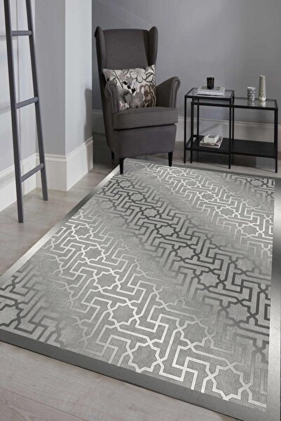 CAPPİO HALI Gri Geçişli Modern Halı (makinada Yıkanabilir Kaymaz Dot Taban) -...
