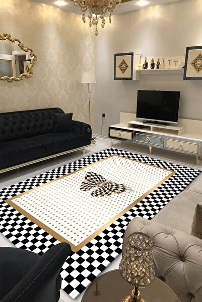 CAPPİO HALI Dijital Baskılı Makinada Yıkanabilir Salon Halısı Mutfak Halısı Y...