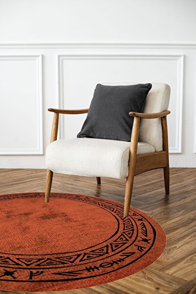 CAPPİO HALI Dijital Baskılı Makinada yıkanabilir Salon Halısı Mutfak Halısı Yuvarlak Halı - CP1855-1