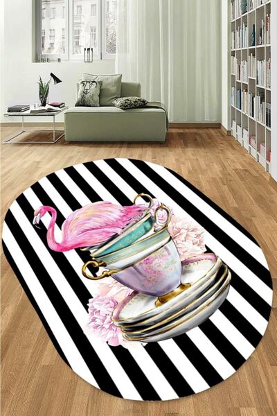 CAPPİO HALI Fincan Desen Oval Mutfak Halısı