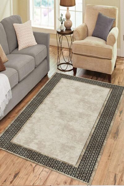 CAPPİO HALI Etnik Desenli Krem Halı (makinada Yıkanabilir Kaymaz Dot Taban) -...