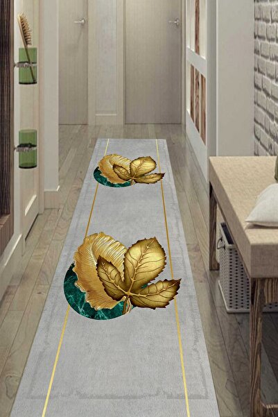 CAPPİO HALI Gold Yaprak Desenli Gri Halı