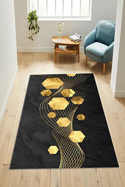 CAPPİO HALI Gold Altıgen Halı (makinada Yıkanabilir Kaymaz Dot Taban) - Cp1404