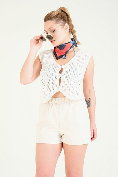 Giyim Dünyası Ecru Women's Mesh Vest
