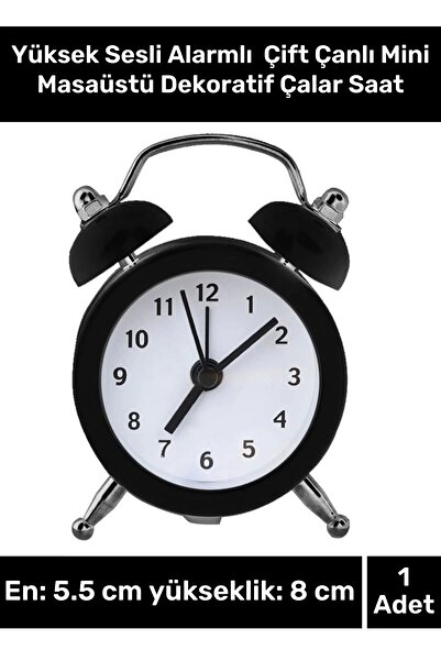 Genel Markalar Premium Yüksek Sesli Alarmlı Pilli Dekoratif Çift Çanlı Mini M...