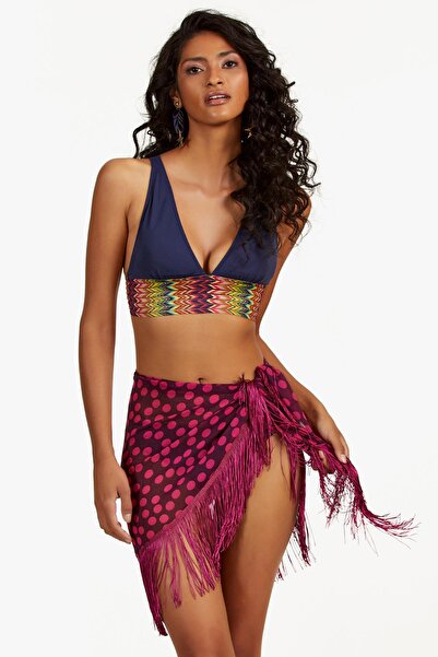 Genel Markalar EFTELLIA Argento 2157-9175 Kadın Puantiyeli Püsküllü Etek Pareo