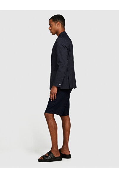 Sisley Чоловічі бермуди з темно-синього льону, крій Slim Fit