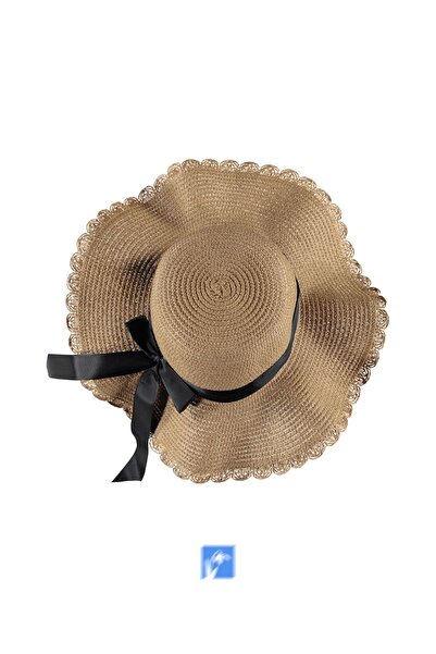 Kardelen Butik Denizli Pălărie de plajă pentru femei de lux din paie - 56-58 cm