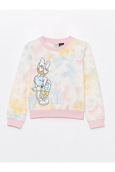LC Waikiki Момичешка тениска с дълъг ръкав и деколте с щампа Daisy Duck