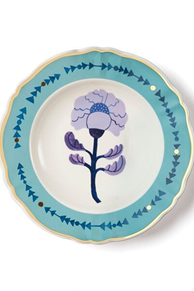 Bitossi Home Botanica Flower Porselen Çorba Tabağı 23 Cm Turkuaz