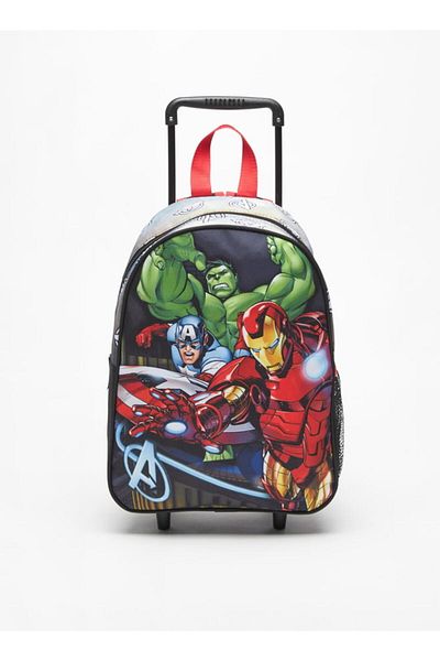 Marvel Avengers Print Trolley Backpack with Retractable Handle - 34x25x12 cm