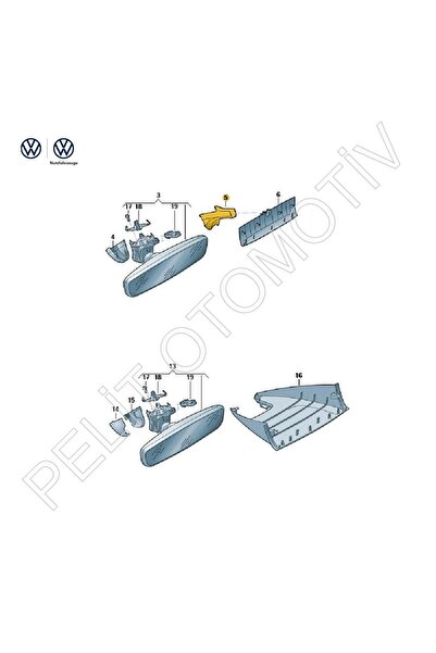 PELİTOTOMOTİV Passat B8 Iç Dikiz Ayna Kapağı 3g0857593 (2015-2023)